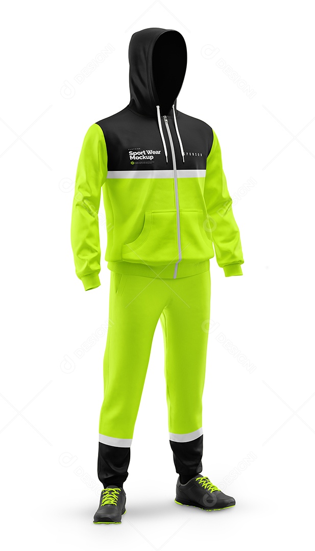 Mockup Conjunto de moletom esportivo visto de lado PSD Editável