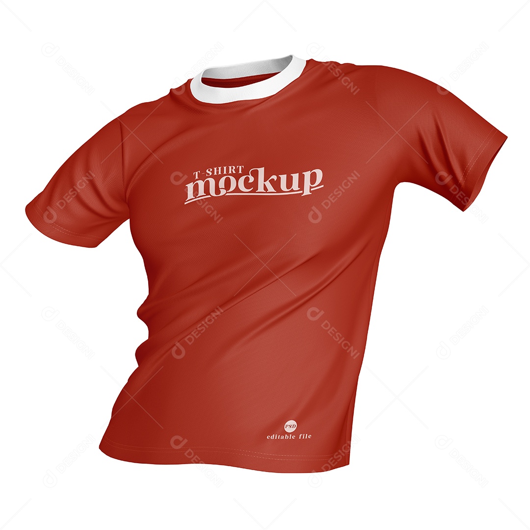 Mockup Camiseta em movimento vista de frente PSD Editável