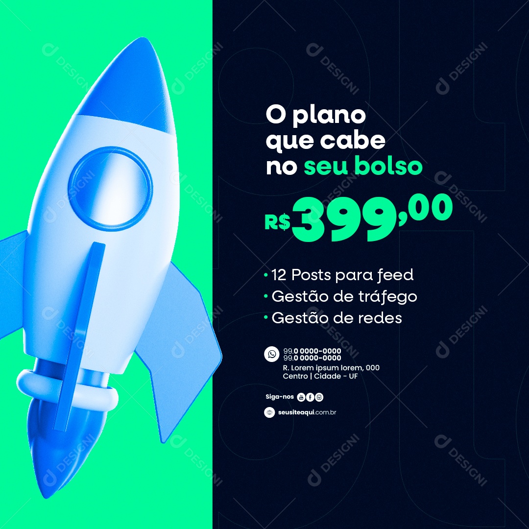 Agência de Publicidade O plano que cabe no seu bolso Social Media PSD Editável