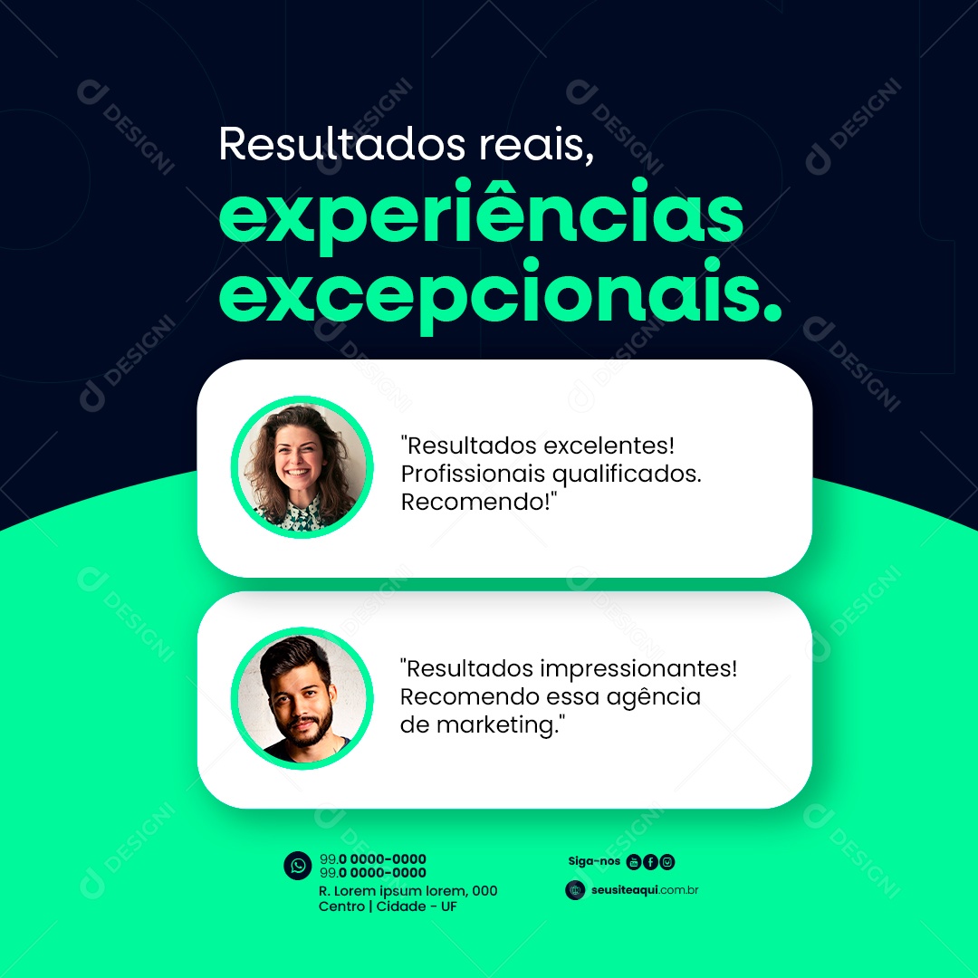 Agência de Publicidade Resultados reais experiências excepcionais Social Media PSD Editável