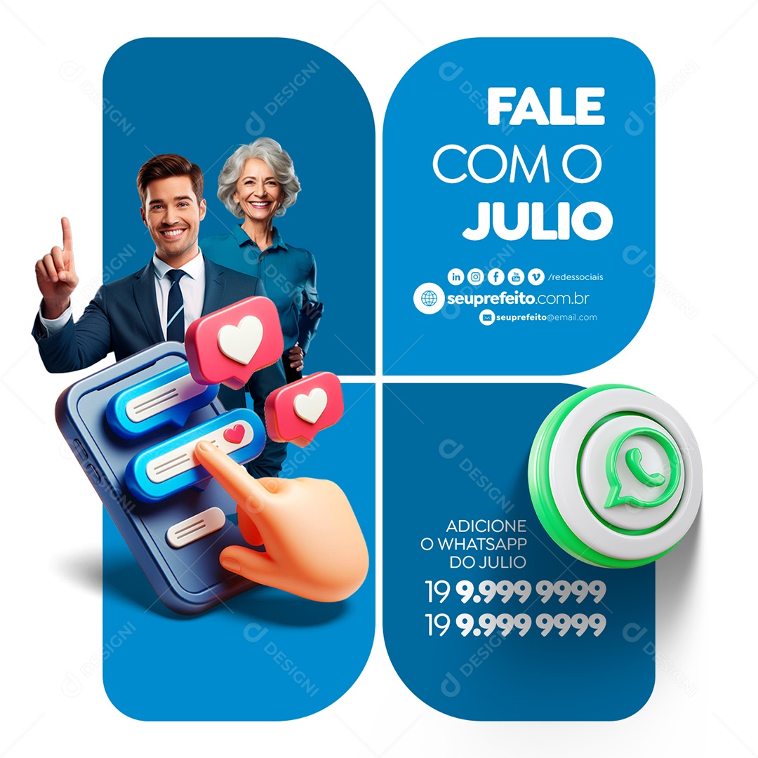 Prefeito Politica Fale com o Julio Social Media PSD Editável