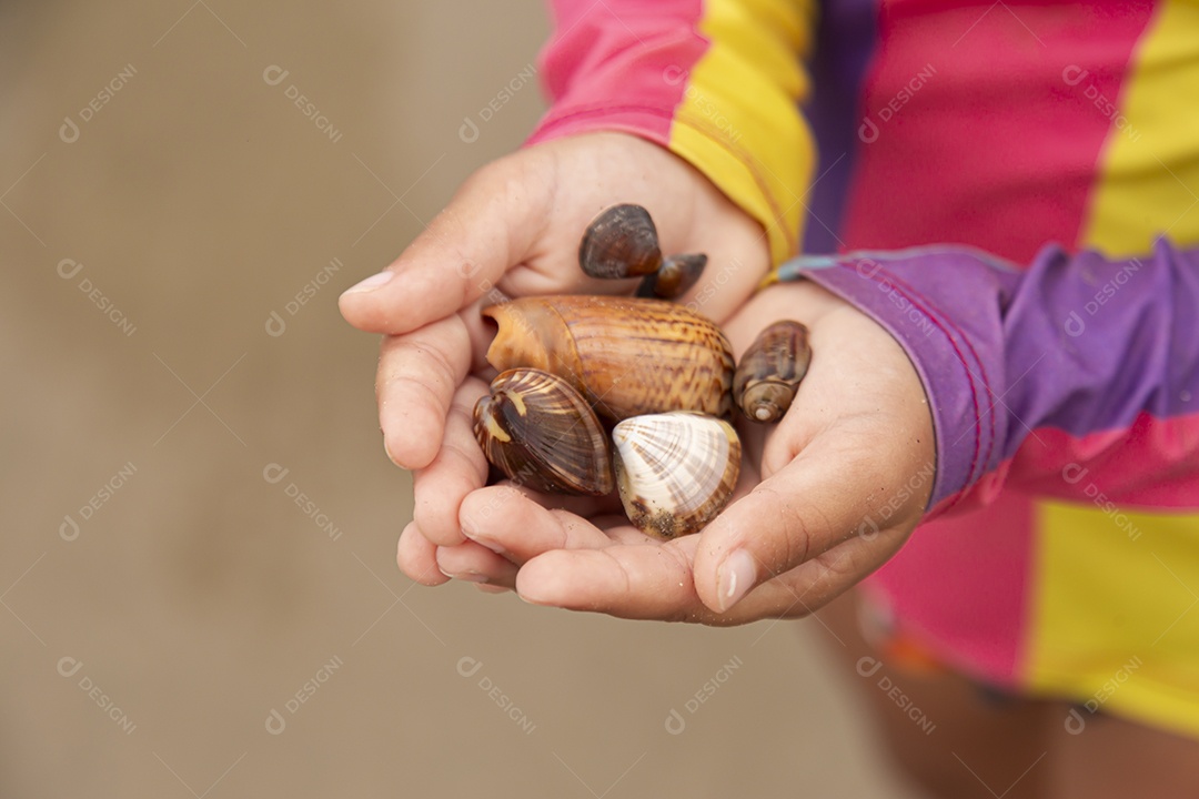 Linda garotinha sobre uma praia