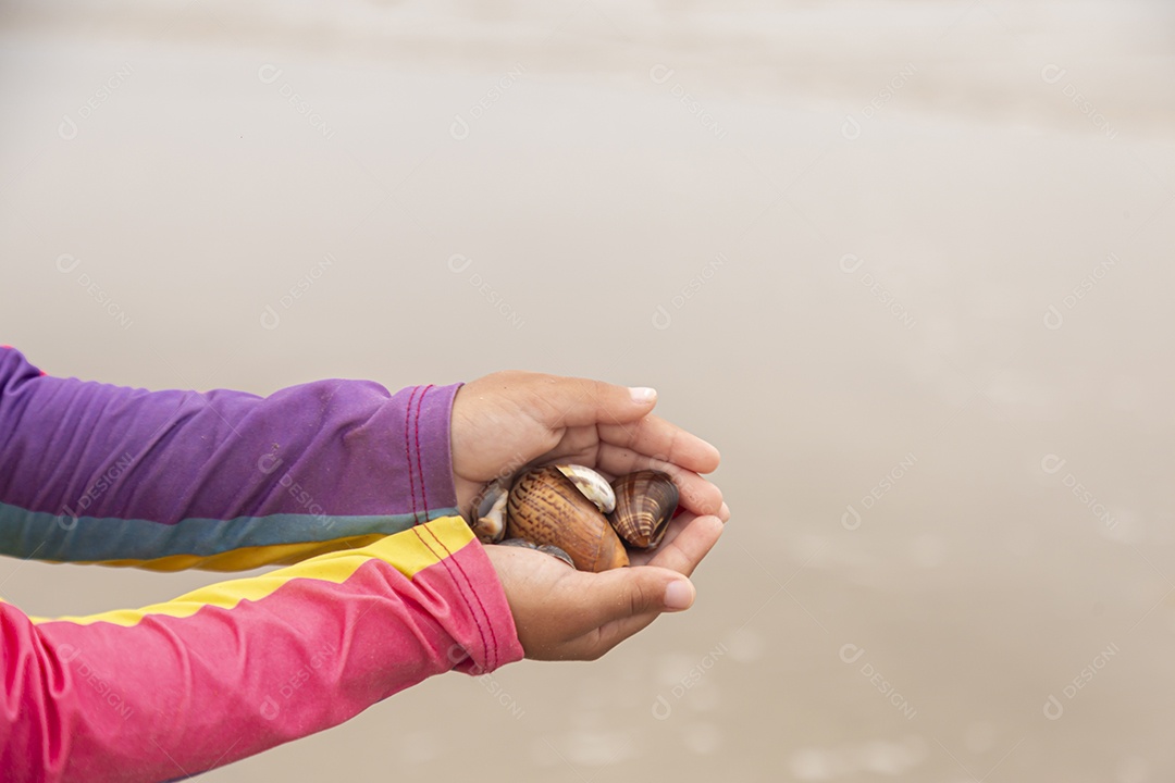 Linda garotinha sobre uma praia