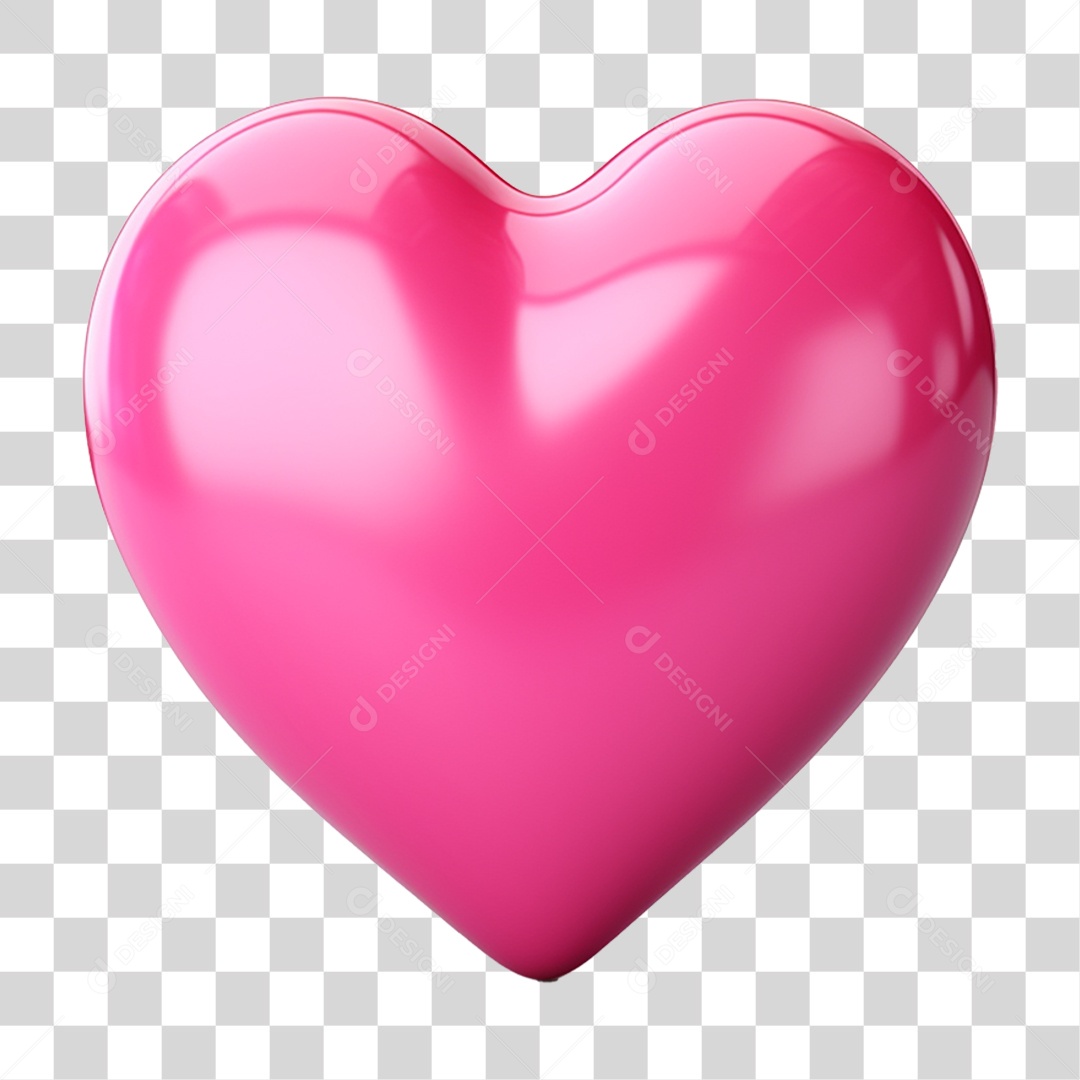 Elemento 3D Coração Rosa PNG Transparente