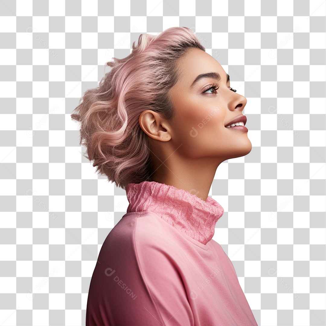 Mulher Usando Roupa Rosa Gestos Comemoração PNG Transparente