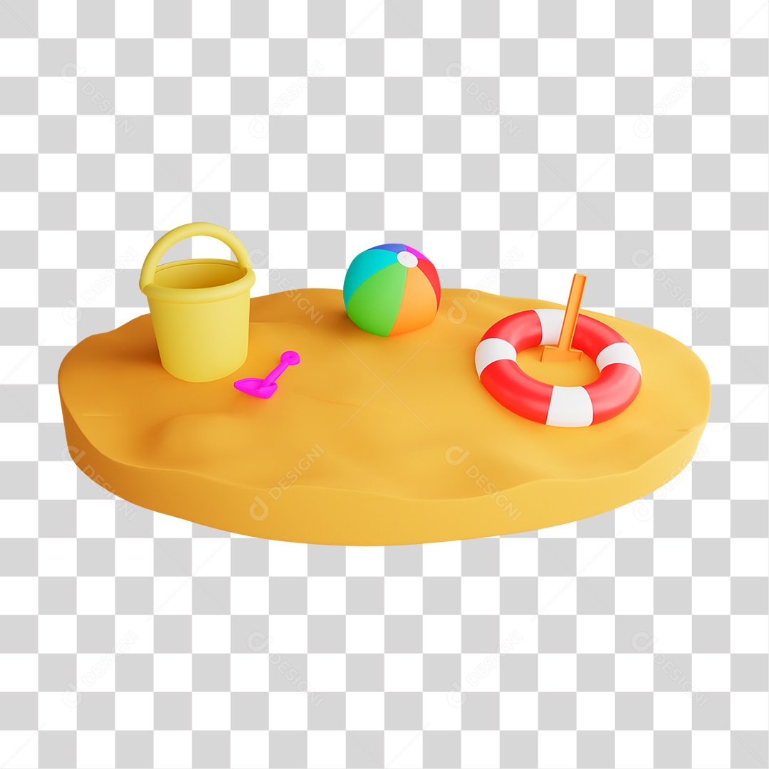 Elemento 3D Cena de Praia PNG Transparente