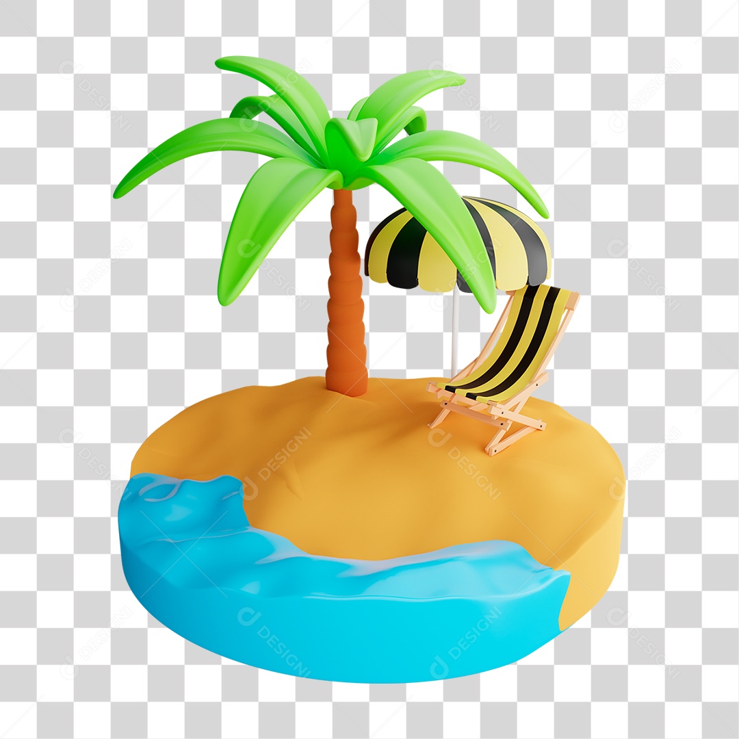 Elemento 3D Cena de Praia PNG Transparente