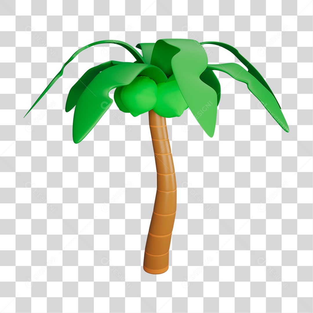 Elemento 3D Coqueiro de Praia PNG Transparente