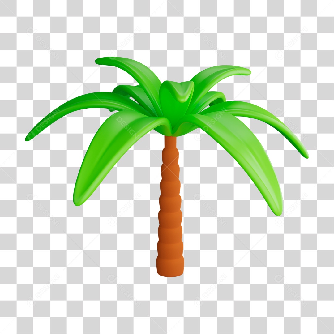 Elemento 3D Coqueiro de Praia PNG Transparente