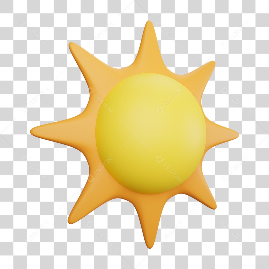 Elemento 3D Sol de Praia PNG Transparente