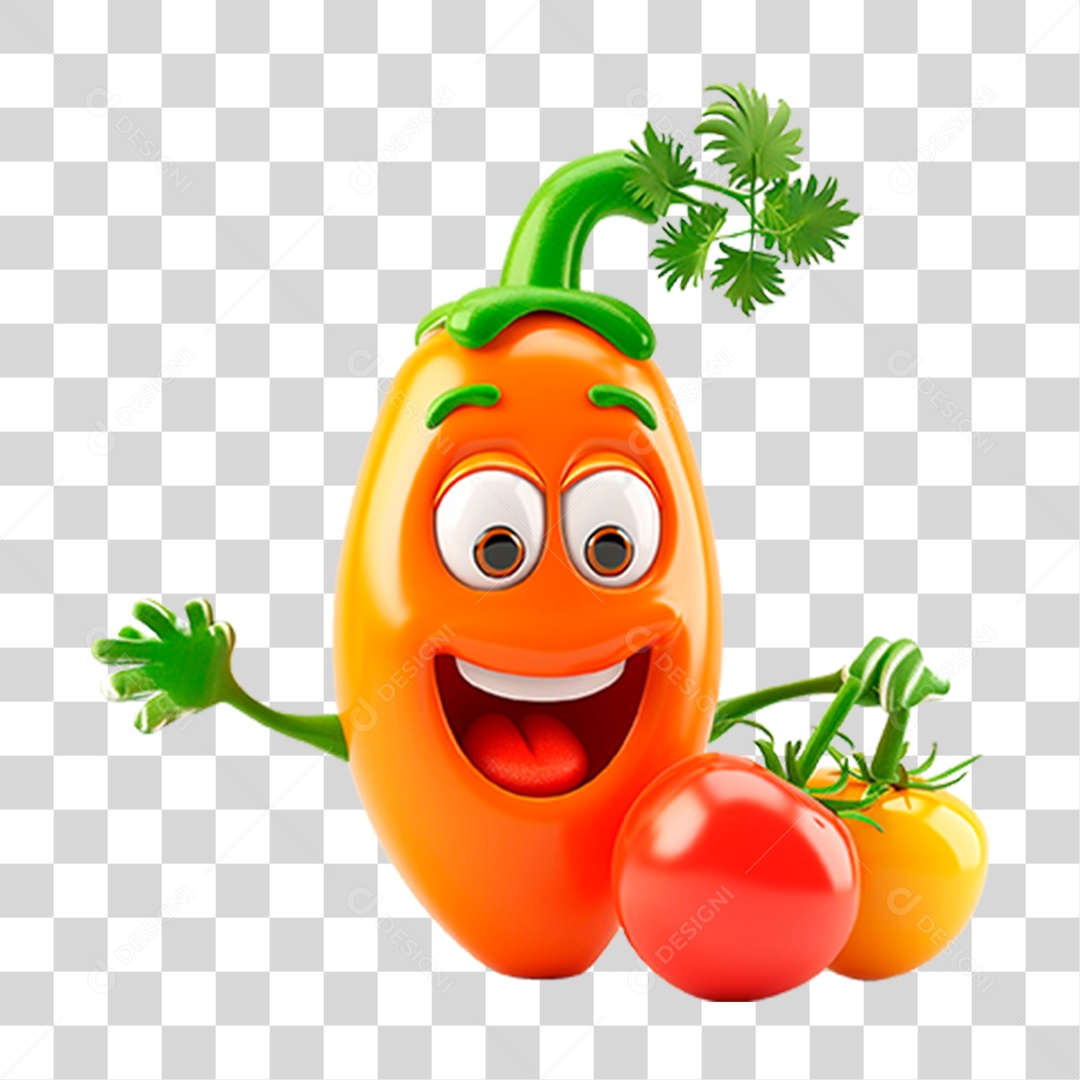 Mascote 3D Cenoura PNG Transparente