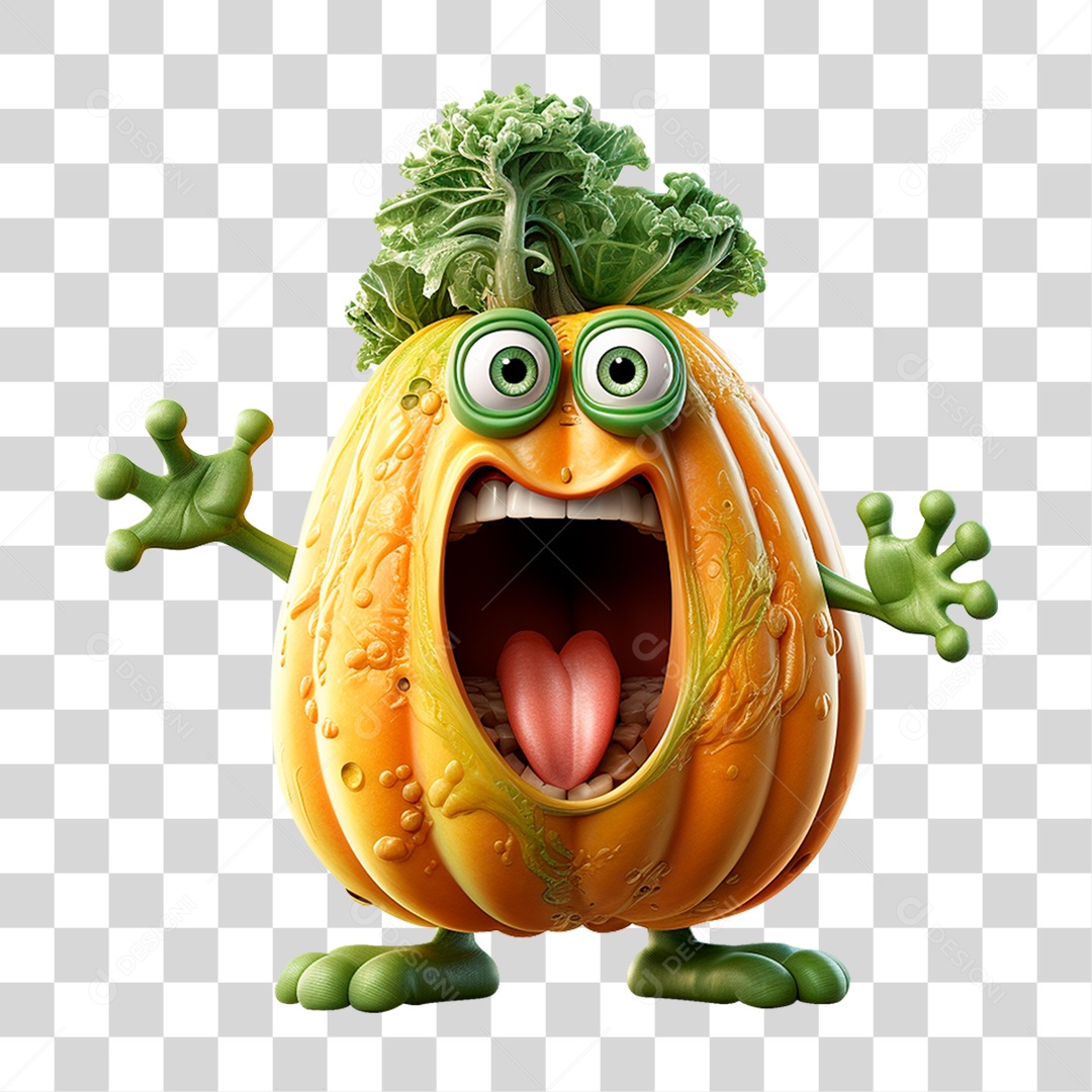 Mascote Abóbora PNG Transparente