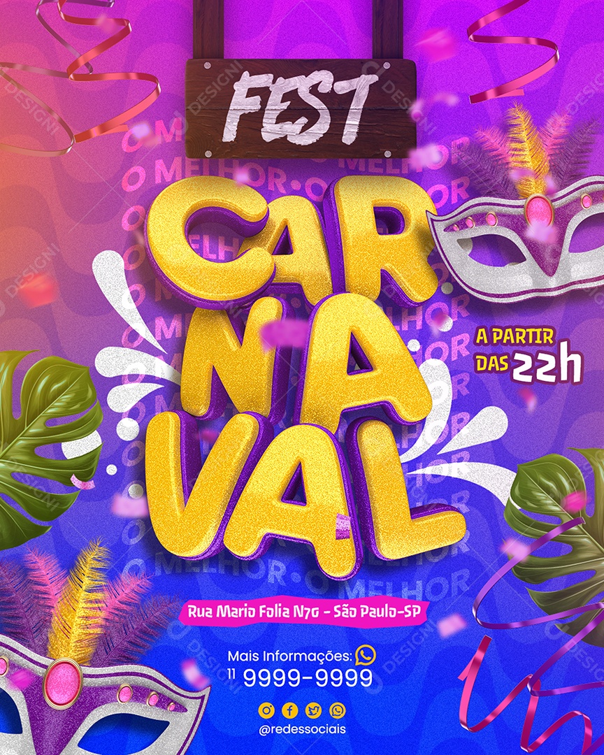Social Media Flyer Fest The Best Carnival Starting At 22:00 Editable PSD
