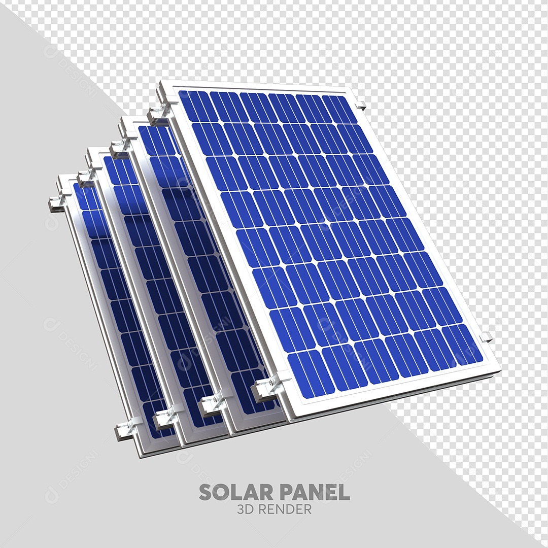 Elemento 3D Painéis Solares para Composição PSD