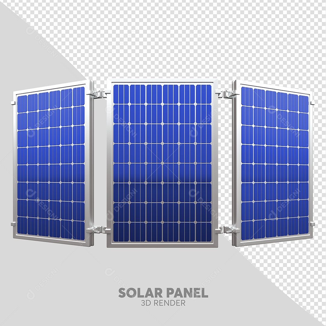 Elemento 3D Painéis Solares para Composição PSD