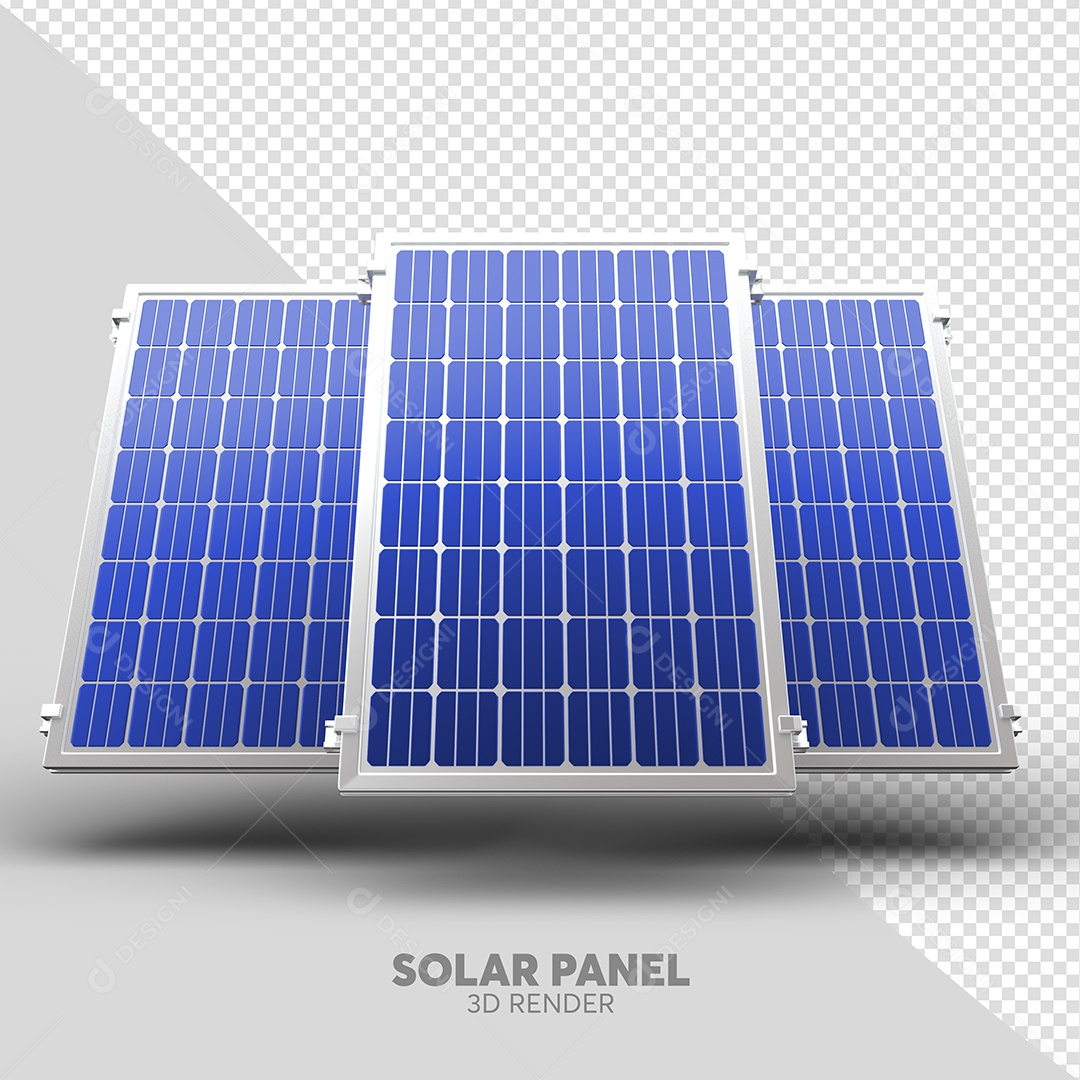 Elementos 3D Painéis Solares para Composição PSD