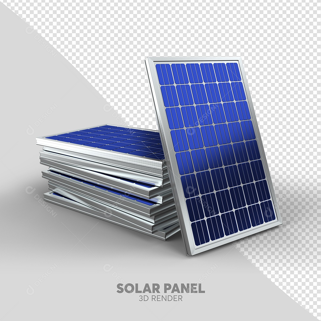 Painéis Solares Elementos 3D para Composição PSD