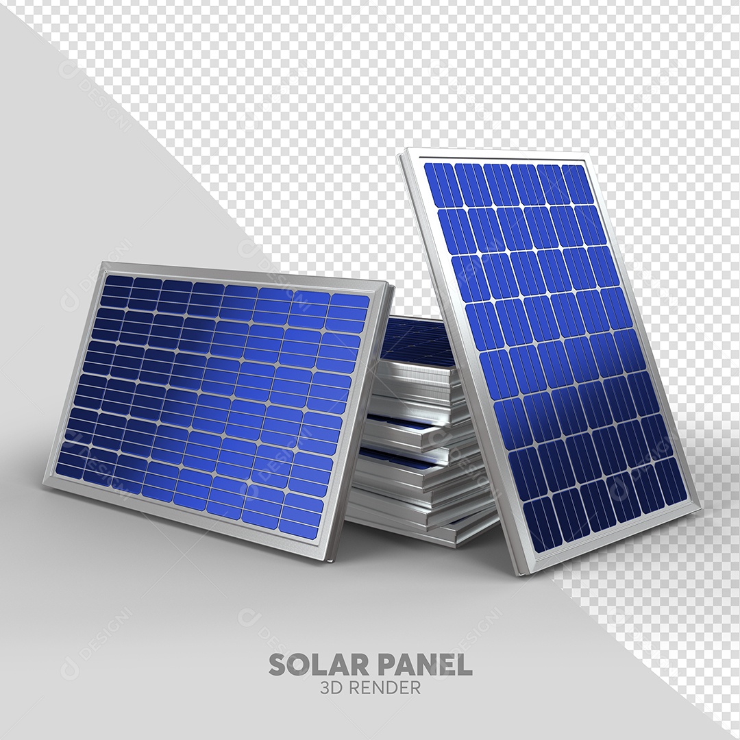 Elemento 3D Painéis Solares para Composição PSD