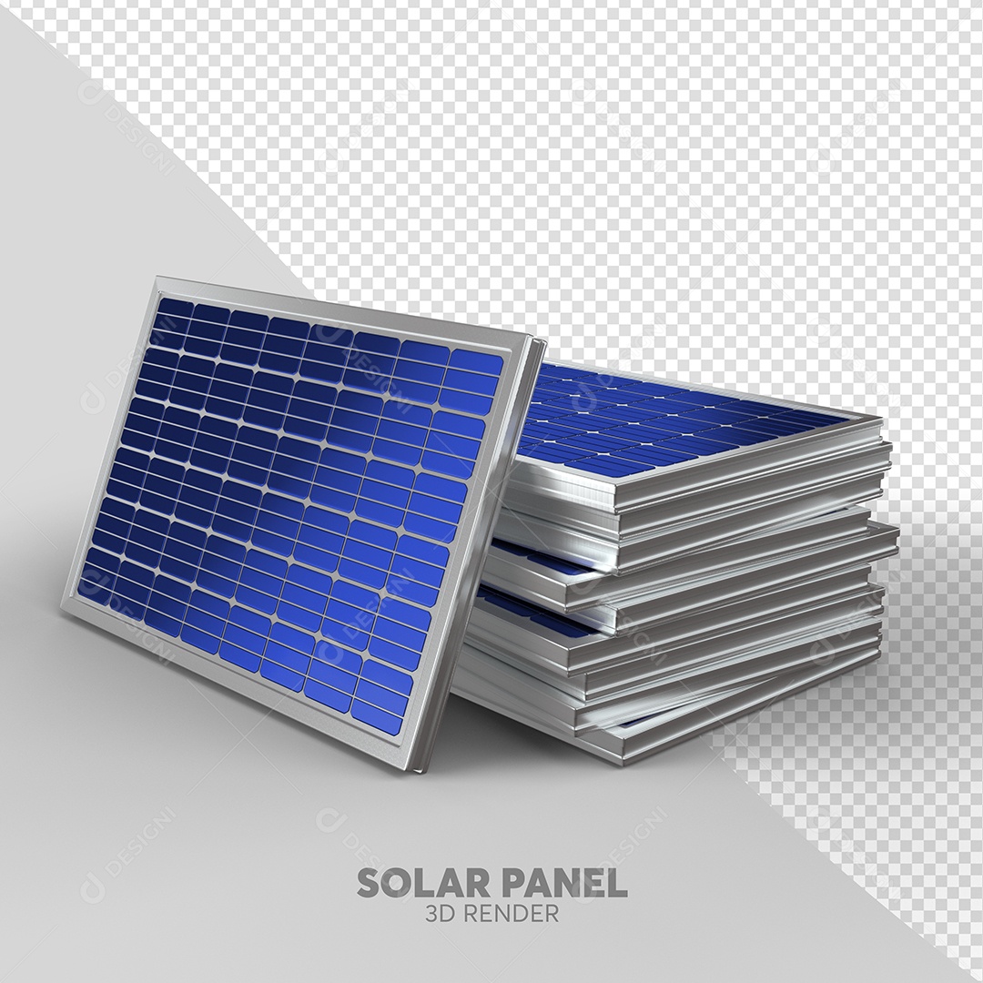 Elemento 3D Painéis Solares para Composição PSD
