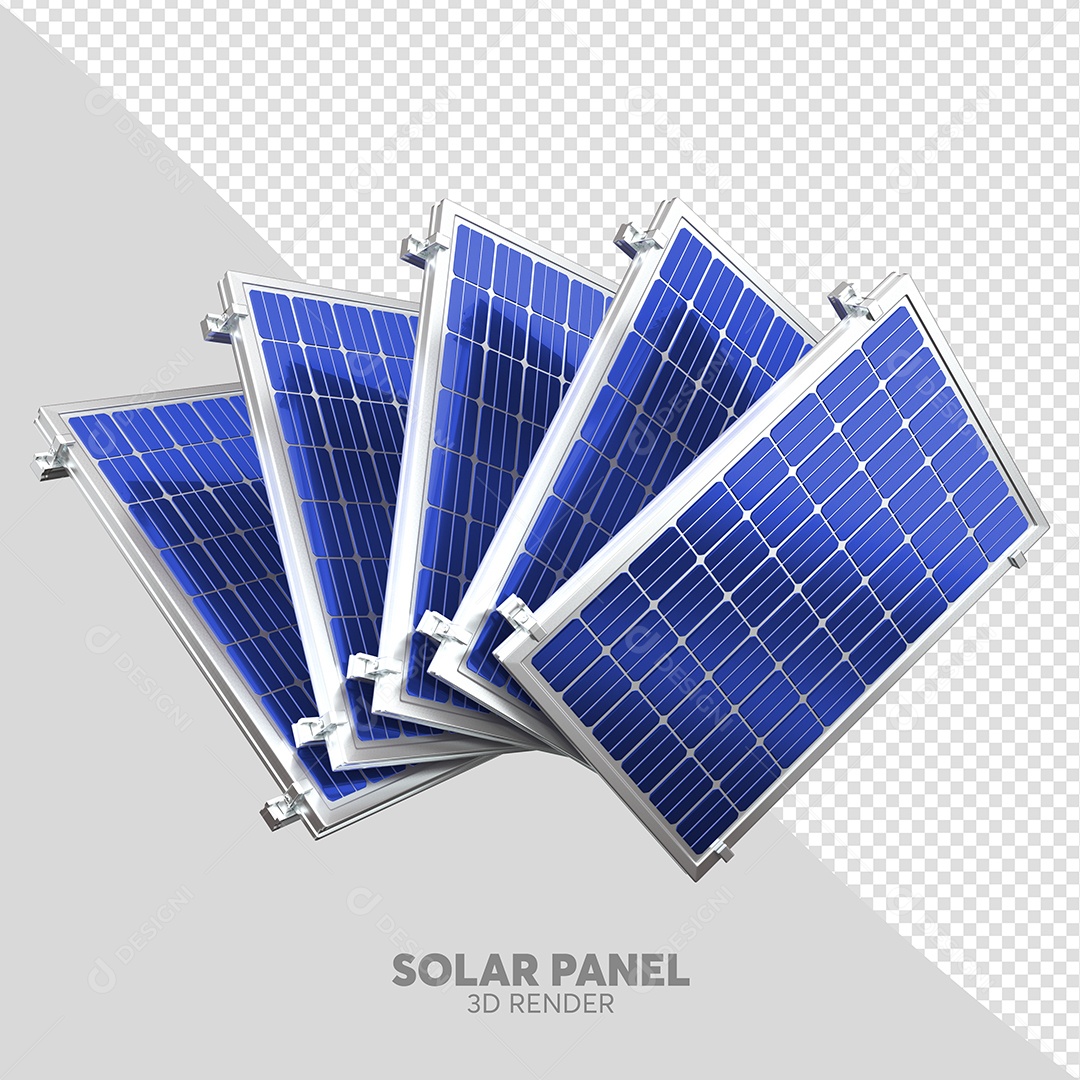 Painéis Solares Elemento 3D para Composição PSD