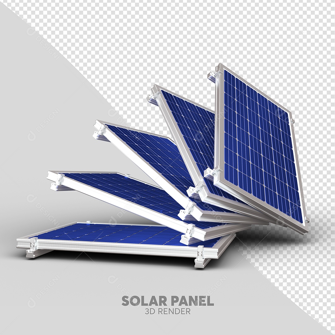 Painéis Solares Elemento 3D para Composição PSD