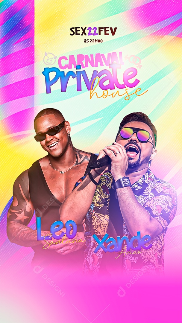 Story Flyer Carnaval Private house Léo Santana Xande Avião Social Media PSD Editável