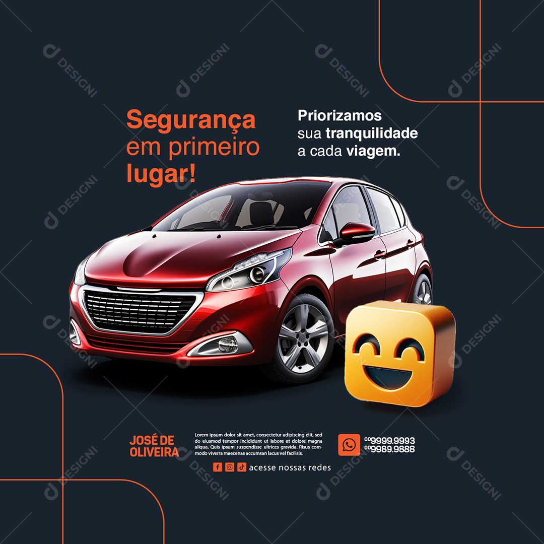 Uber Segurança em primeiro Priorizamos sua tranquilidade Social Media PSD Editável