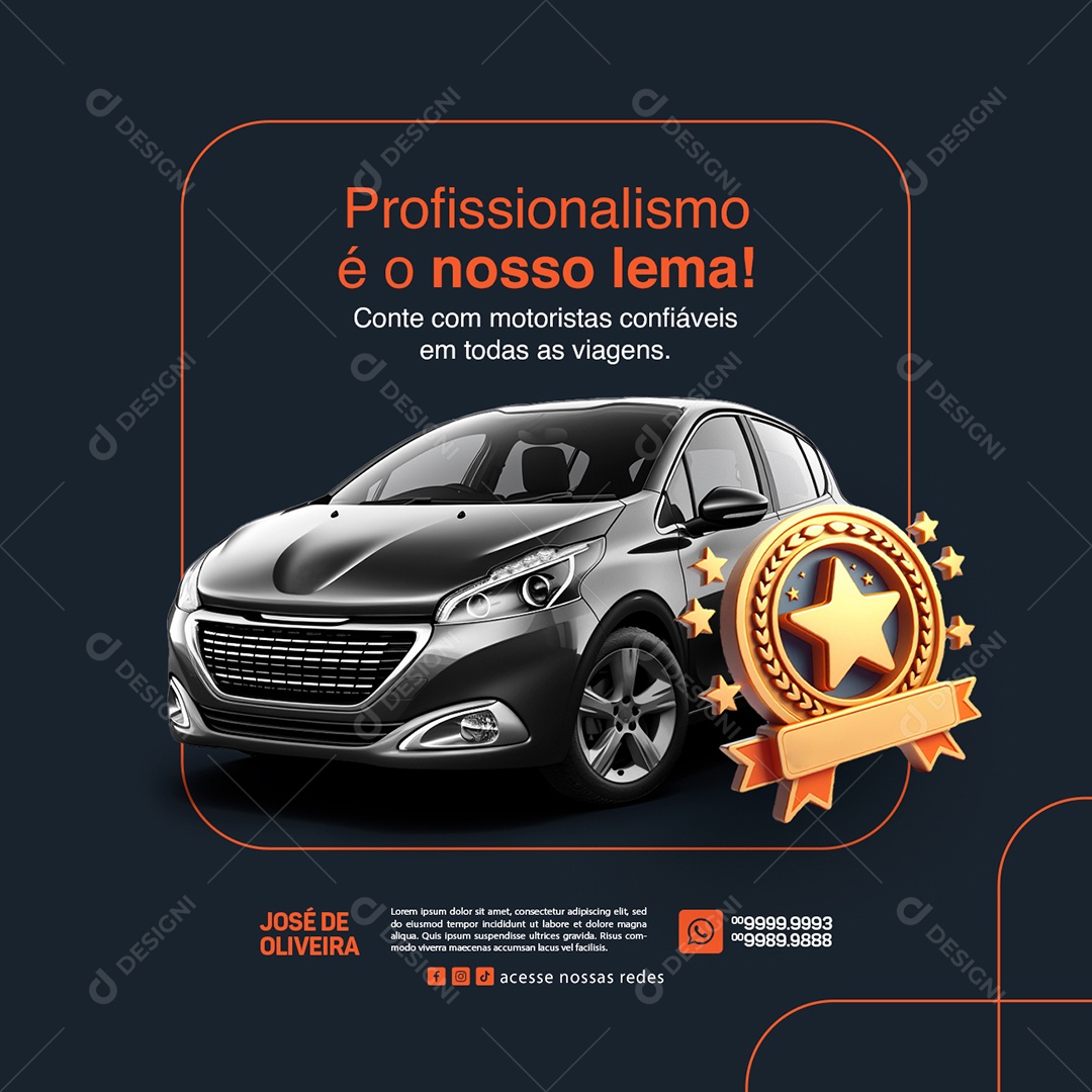 Uber Profissionalismo é o nosso lema Social Media PSD Editável