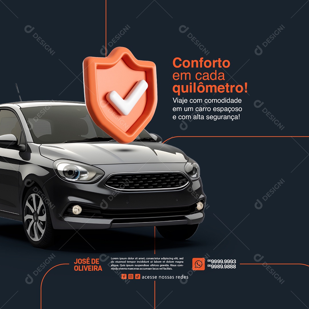 Uber Conforto em cada quilômetro Social Media PSD Editável