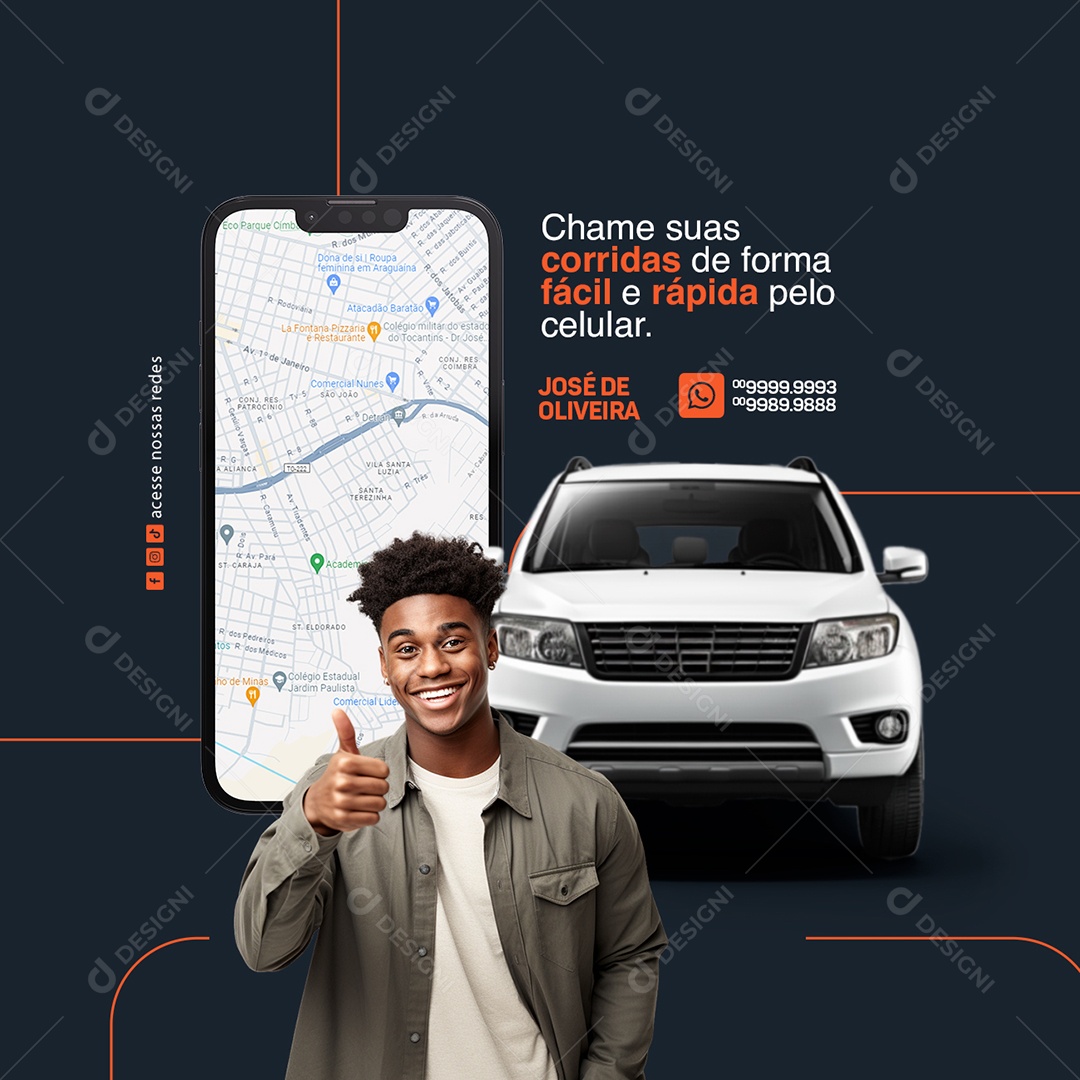 Uber Chame suas corridas de forma fácil e rápida pelo celular Social Media PSD Editável