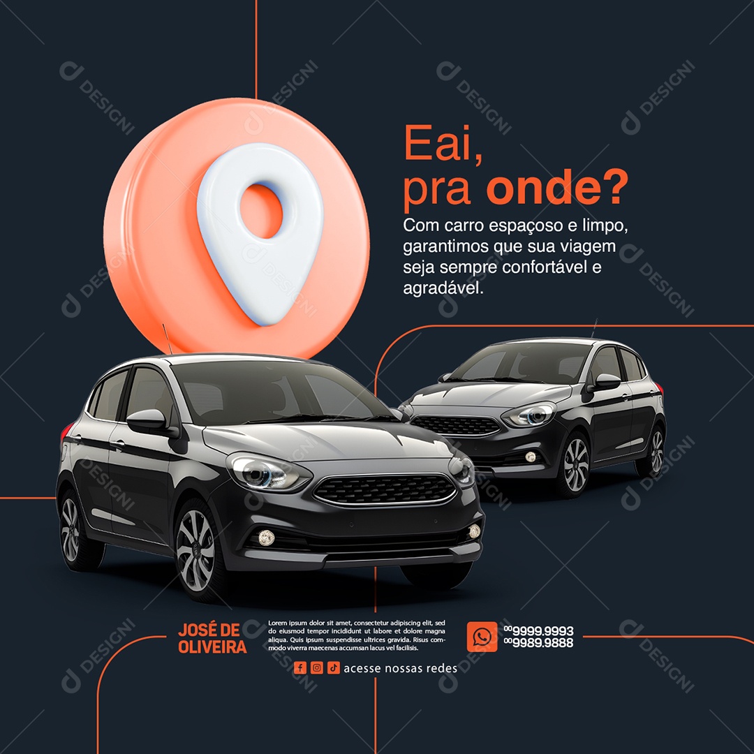 Uber Eai pra onde Social Media PSD Editável