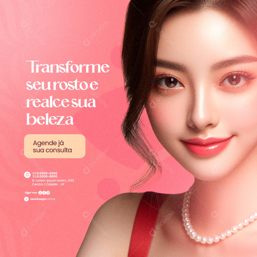 Clínica Estética Harmonização Transforme seu rosto e realce sua beleza Social Media PSD Editável