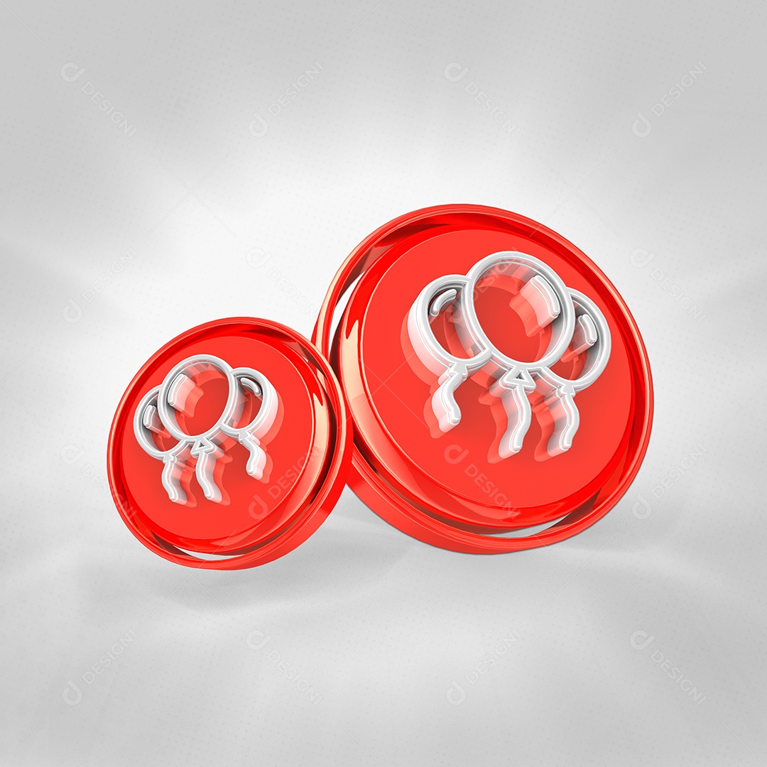 Elemento 3D Circulo Vermelho Com Formas PSD