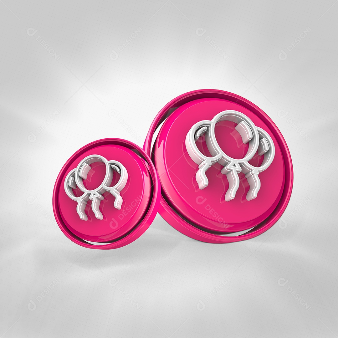 Elemento 3D Circulo Rosa Com Formas PSD