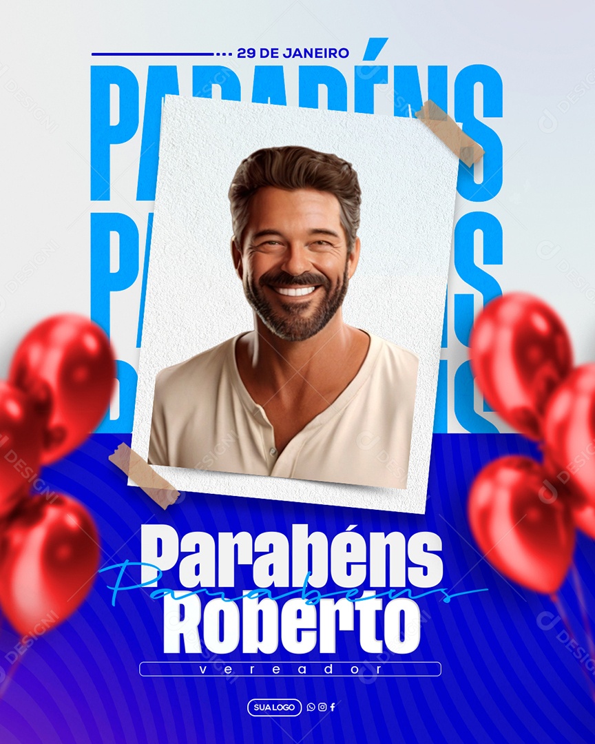 Social Media Aniversário Parabéns PSD Editável