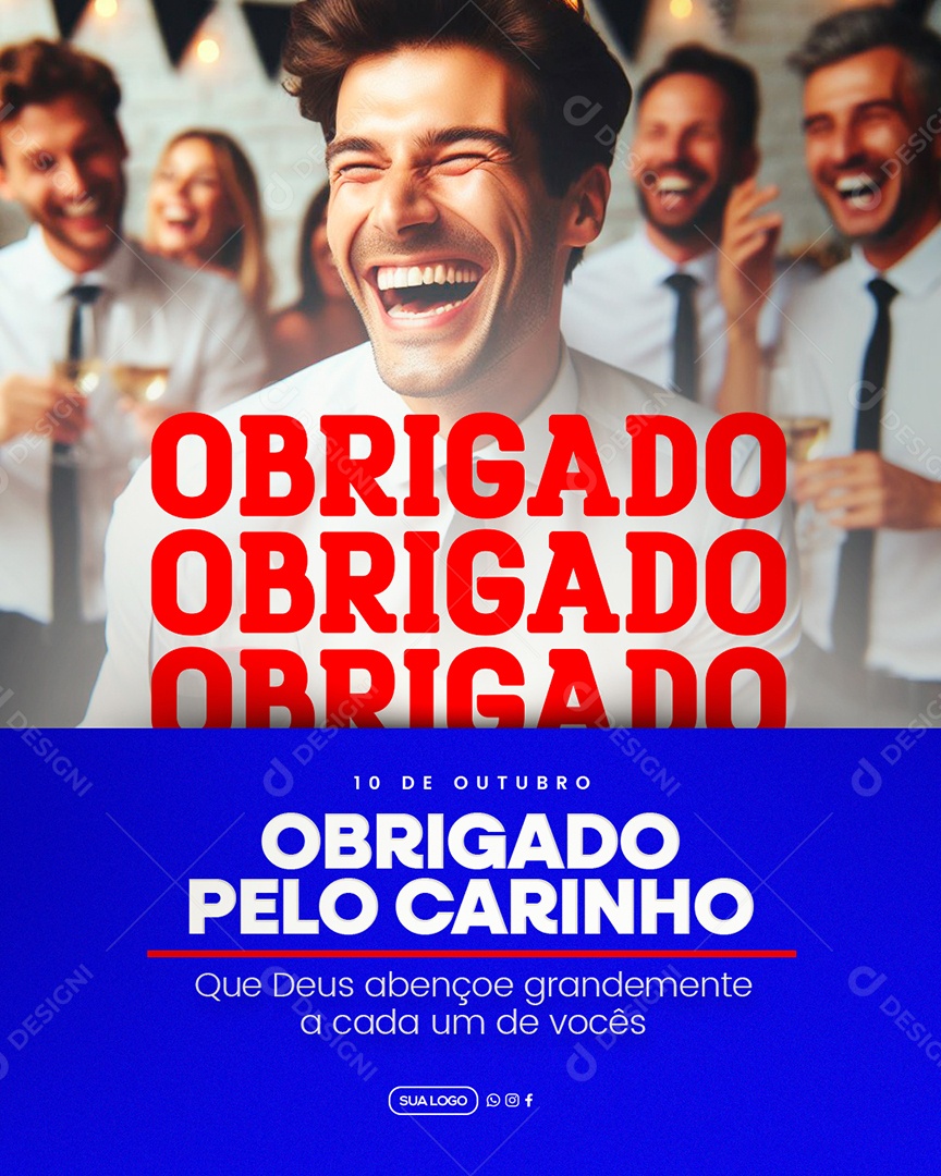 Social Media Obrigado Pelo Carinho PSD Editável