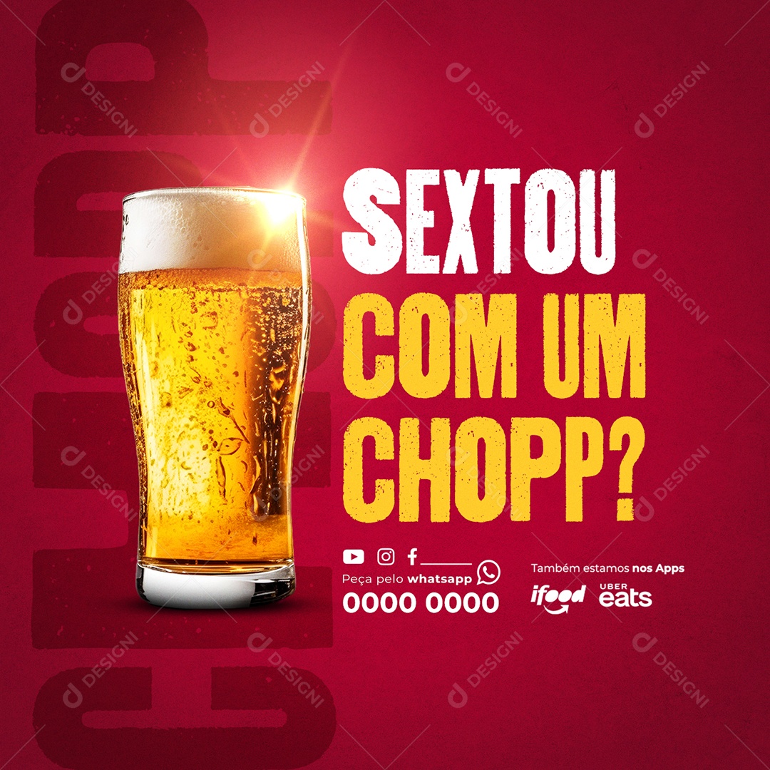 Choperia Sextou com um Chopp Social Media PSD Editável