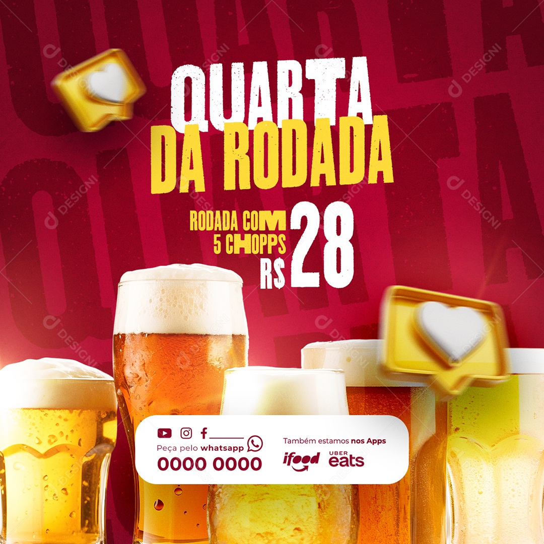 Chopp Quarta da Rodada Social Media PSD Editável