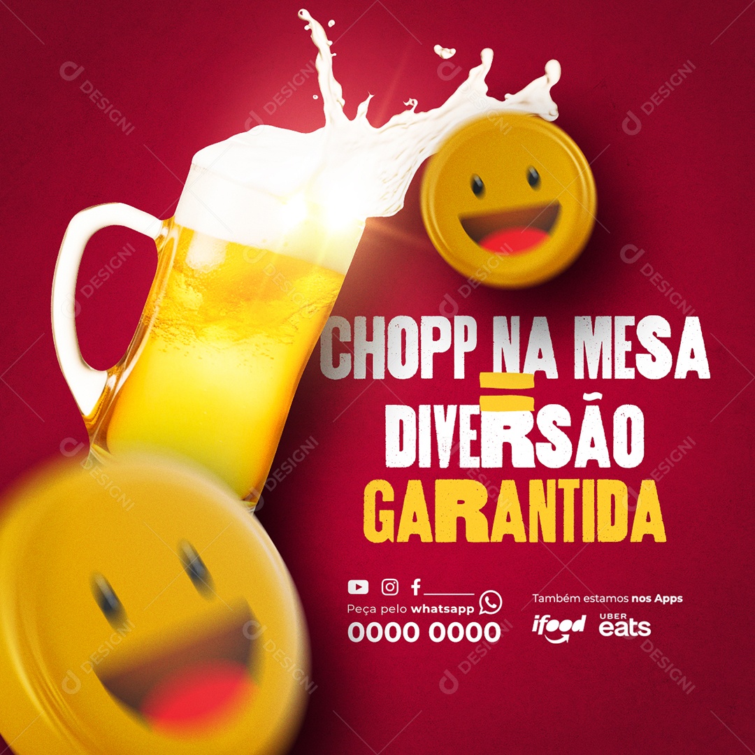 Chopp na Mesa Diversão Garantida Social Media PSD Editável