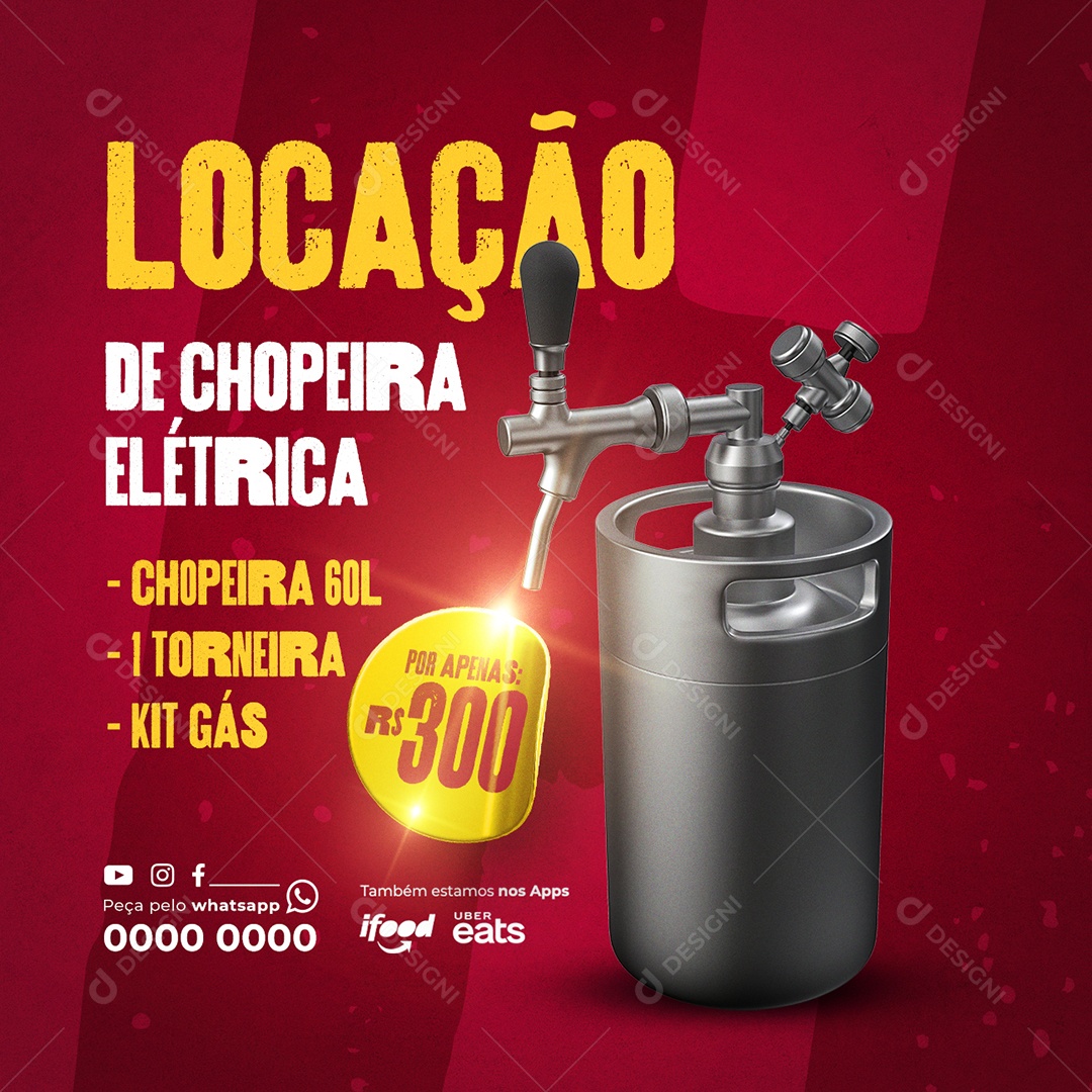 Chopp Locação de Chopeira Elétrica Social Media PSD Editável