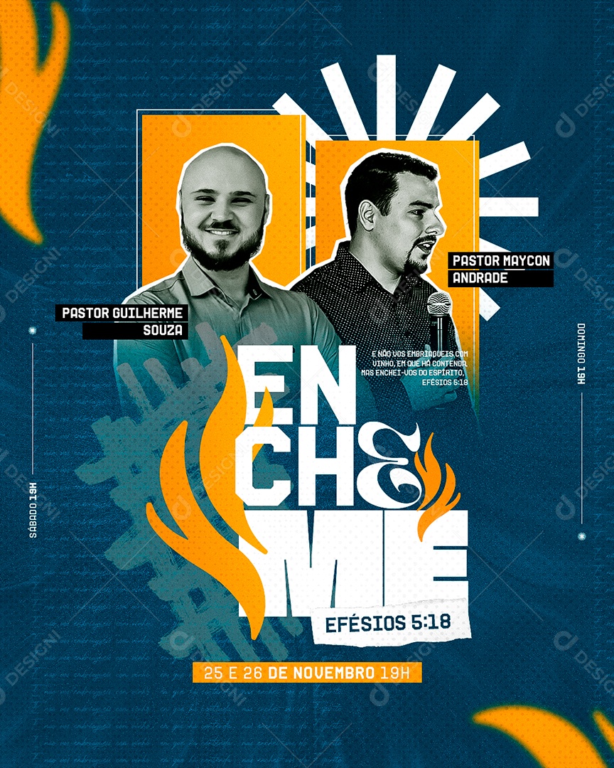 Social Media Culto Igreja Encheme Pastores PSD Editável