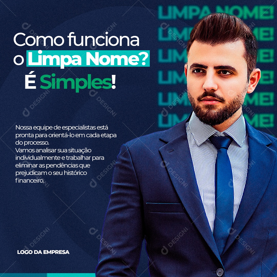 Social Media Serasa Consumidor Como Funciona o Limpa Nome PSD Editável