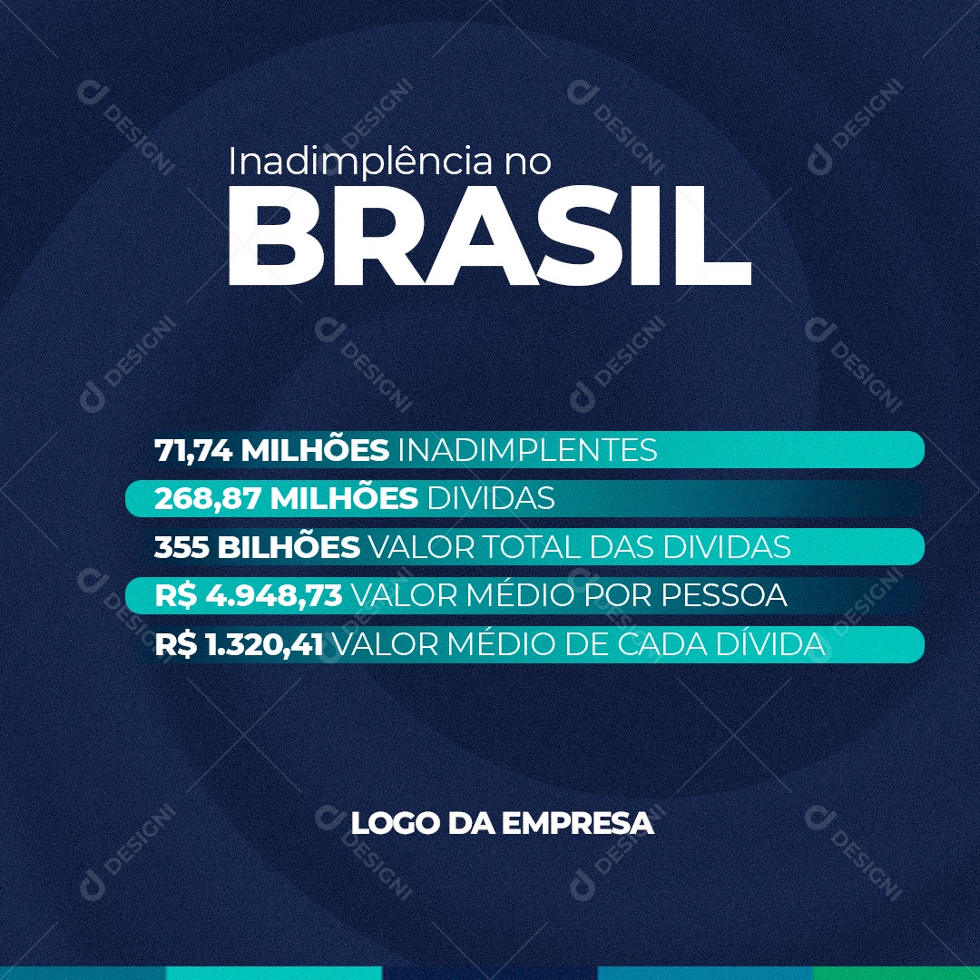 Social Media Serasa Consumidor Inadimplência no Brasil PSD Editável