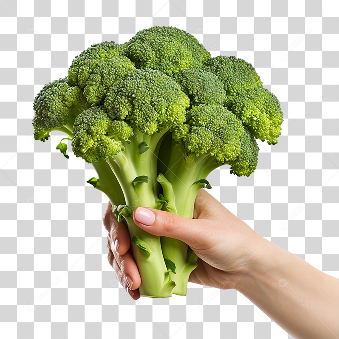 Mão Segurando Brócolis PNG Transparente