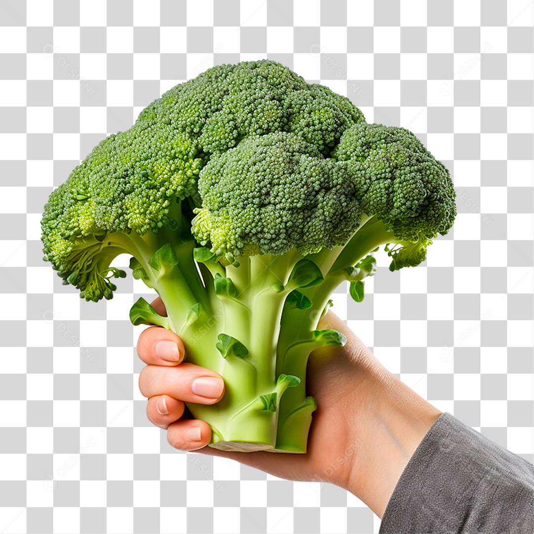 Mão Segurando Brócolis PNG Transparente
