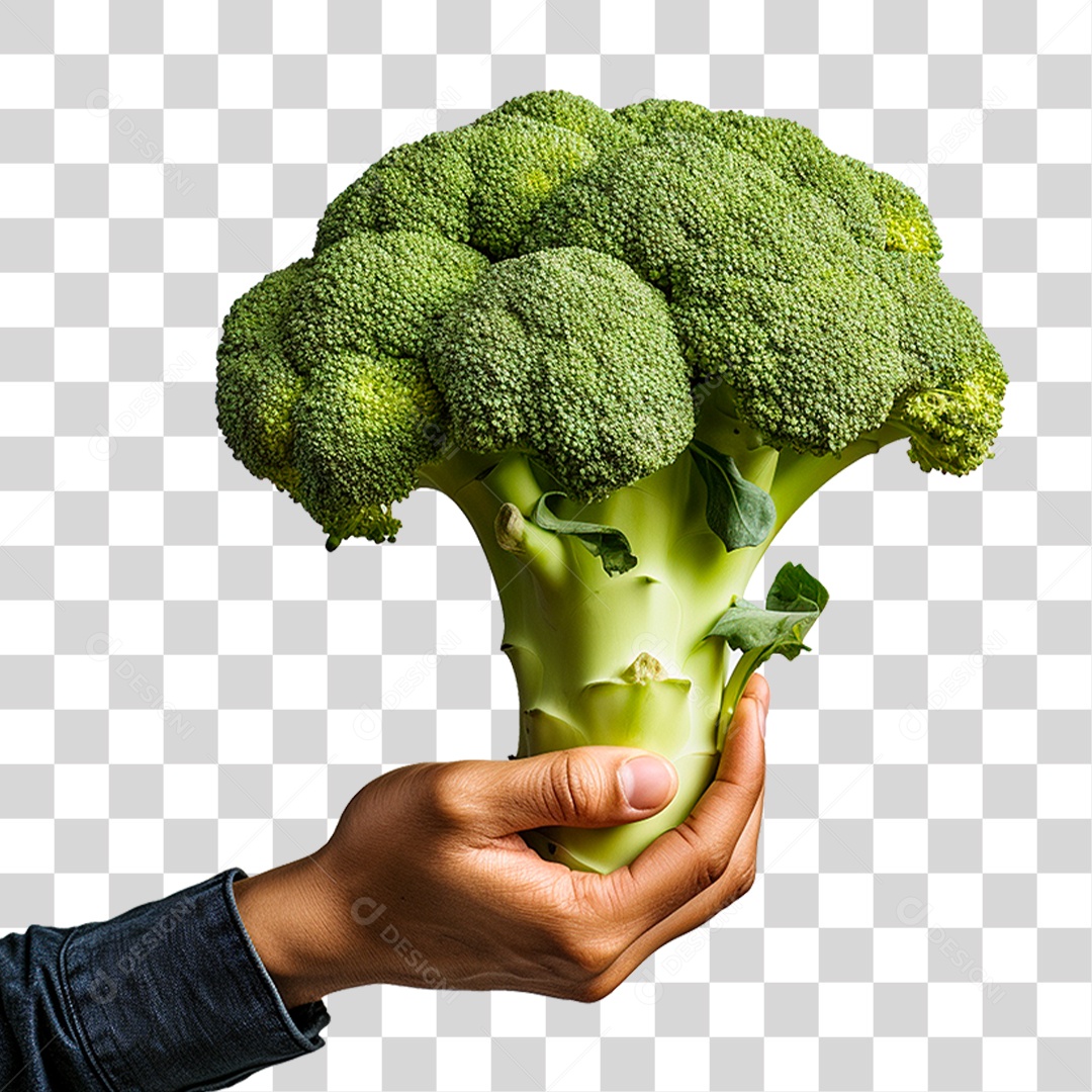 Mão Segurando Brócolis PNG Transparente