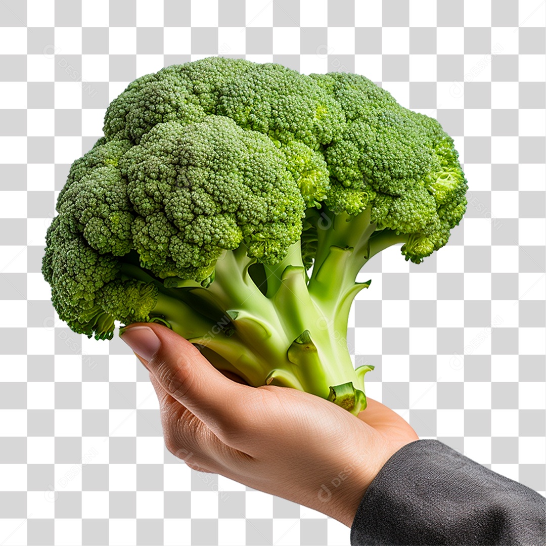 Mão Segurando Brócolis PNG Transparente