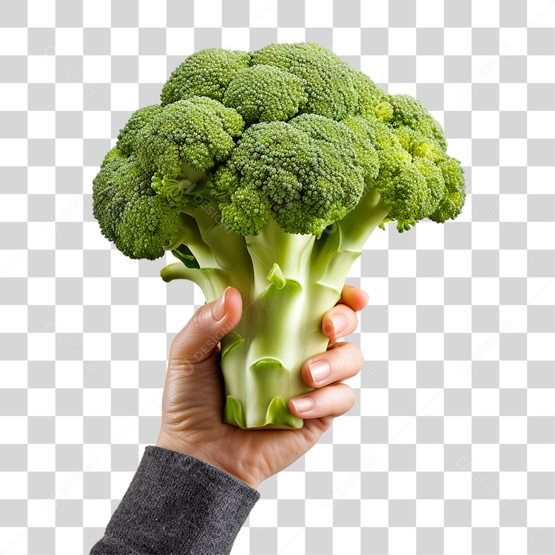 Mão Segurando Brócolis PNG Transparente