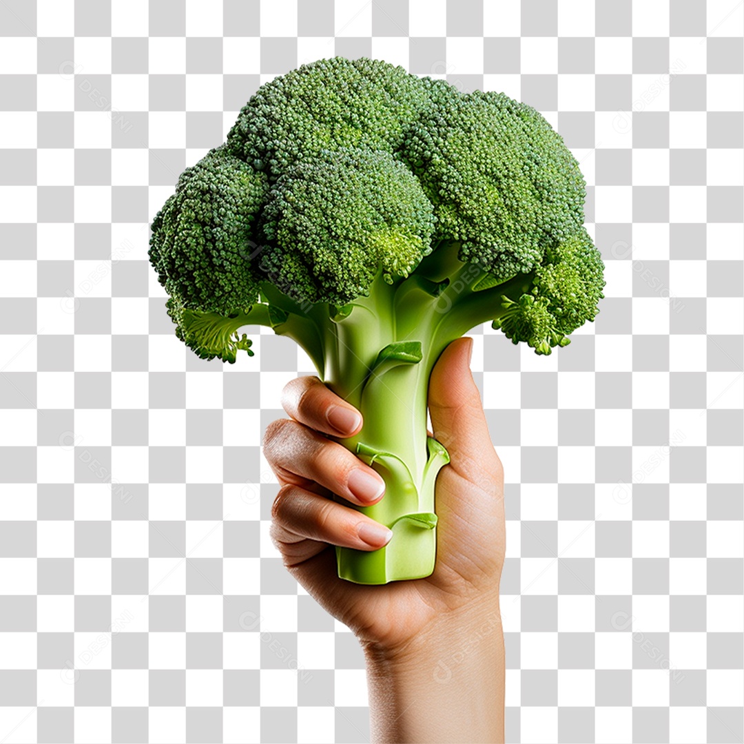 Mão Segurando Brócolis PNG Transparente