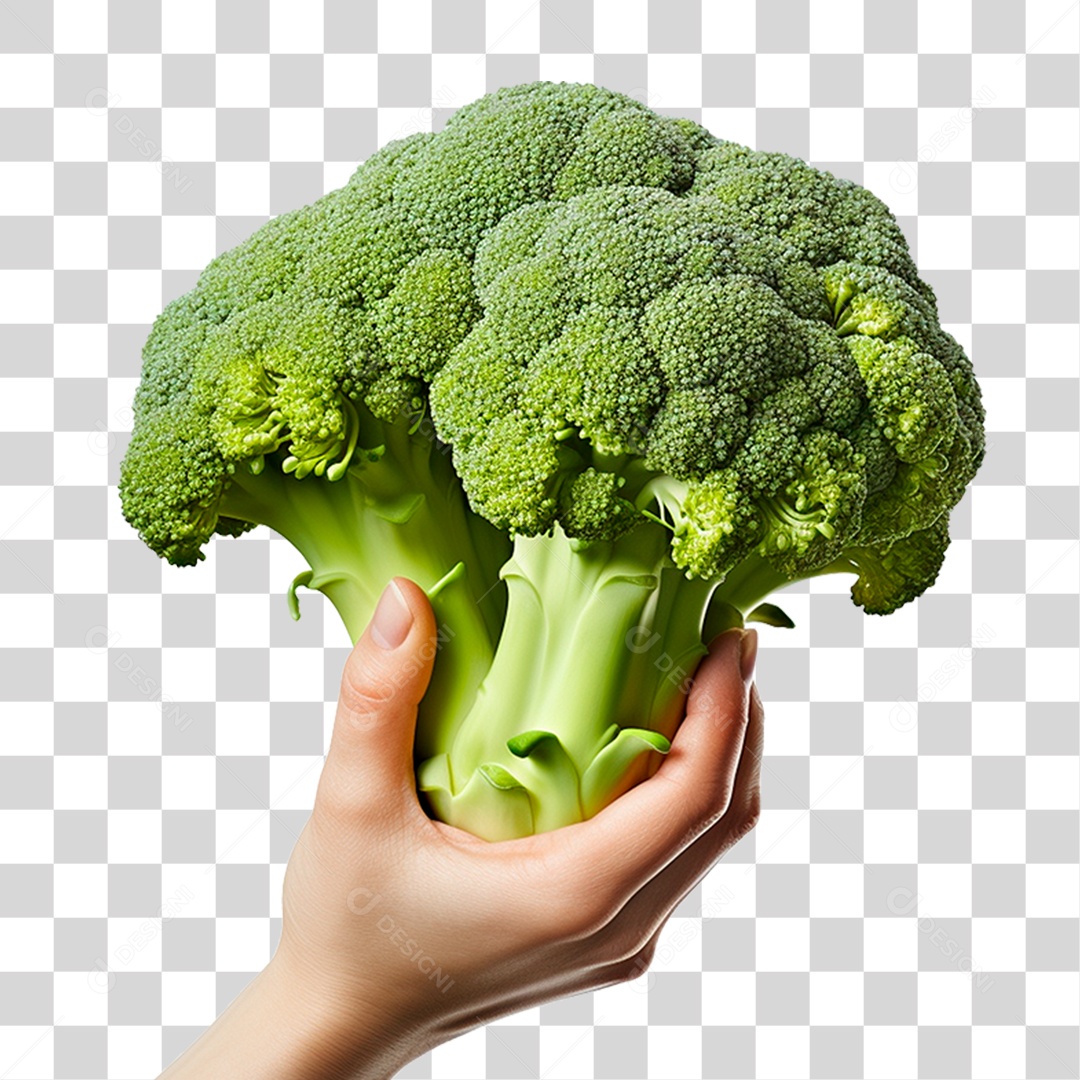 Mão Segurando Brócolis PNG Transparente